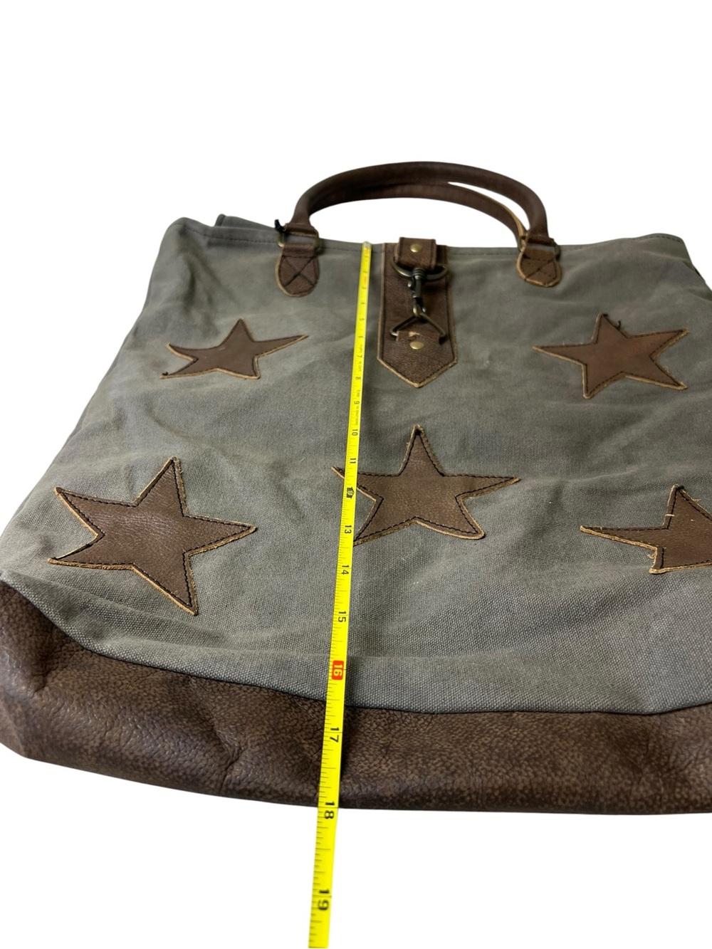 Myra Bag NEW Stardom Canvas Tote Bag w/ Leather Star Patches & Trim - Picture 9 of 11